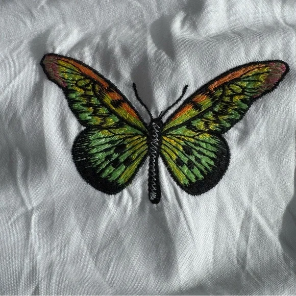 NWT Fanm Mon Larson Butterfly Embroidered Long Sleeve V Neckline Dress Size XL - Picture 11 of 14